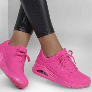 Skecher's Uno Wedge Sneaker - Hot Pink